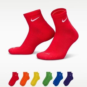 Nike Men's Vibrant Athletic Socks - Red, Orange, Yellow, Green, Blue, Purple